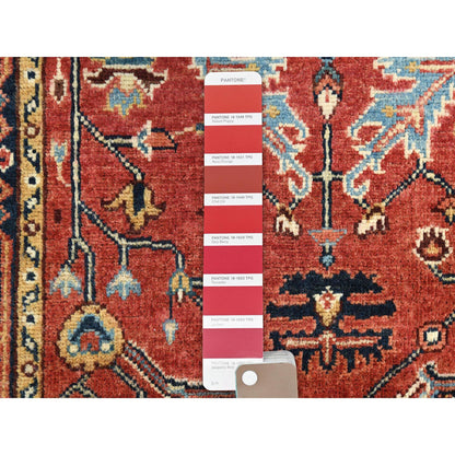 Heriz Wool Hand Knotted Rug Red Navy Blue 3.0X4.9 -O082509