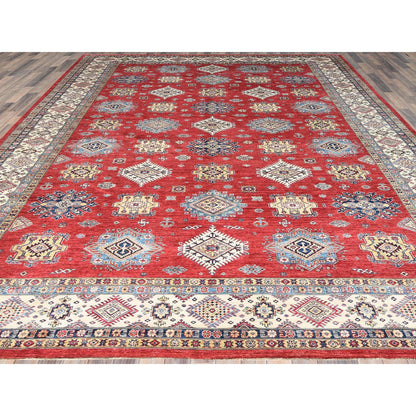 Kazak Wool Hand Knotted Rug Red Ivory 12.1X16.0 -O082528