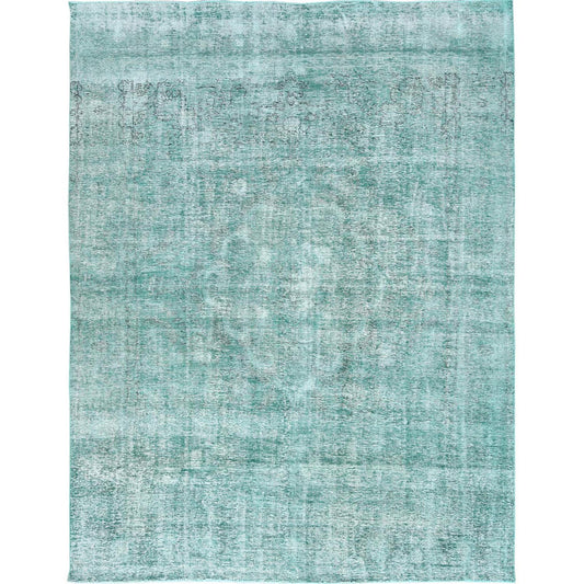 Overdyed & Vintage Wool Hand Knotted Rug Green No Border 9.9X12.10 -O082542
