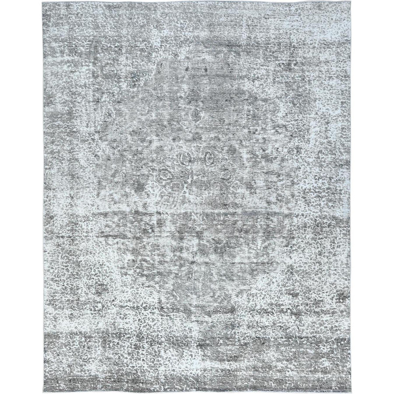 Gray 9'3" x 12'0" Overdyed & Vintage Hand knotted Wool Rug - Sku: O082544