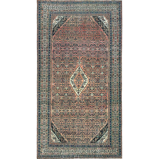 Overdyed & Vintage Wool Hand Knotted Rug Orange Ivory 11.2X21.2 -O082548