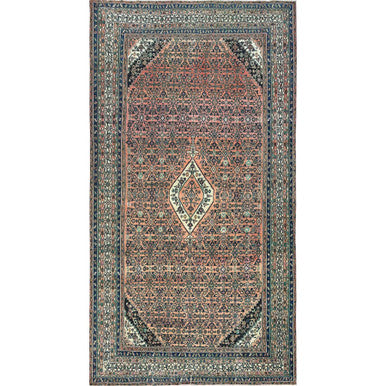 Overdyed & Vintage Wool Hand Knotted Rug Orange Ivory 11.2X21.2 -O082548