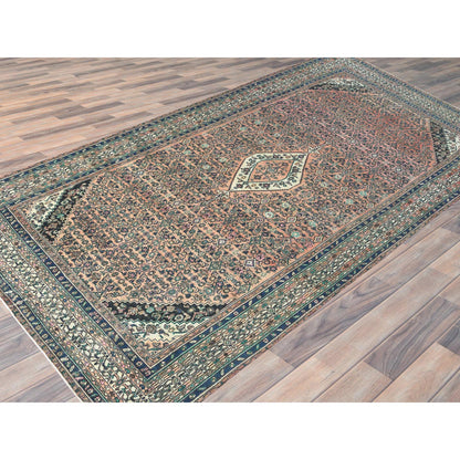 Overdyed & Vintage Wool Hand Knotted Rug Orange Ivory 11.2X21.2 -O082548