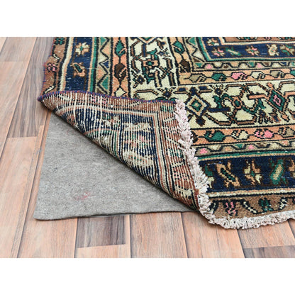 Overdyed & Vintage Wool Hand Knotted Rug Orange Ivory 11.2X21.2 -O082548