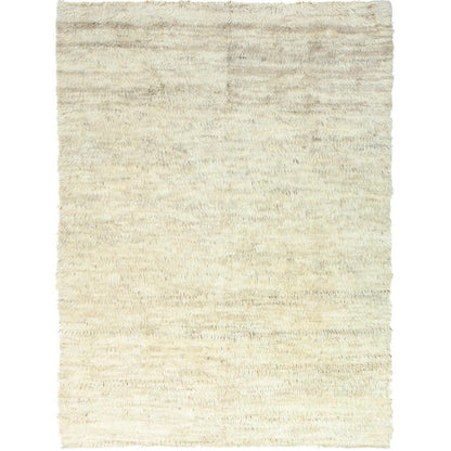 Modern and Contemporary Wool Hand Knotted Rug Beige No Border 10.1X14.1 -O082565