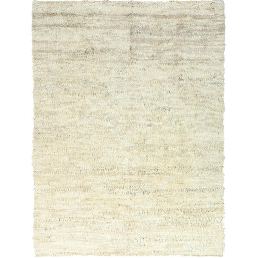 Modern and Contemporary Wool Hand Knotted Rug Beige No Border 10.1X14.1 -O082565