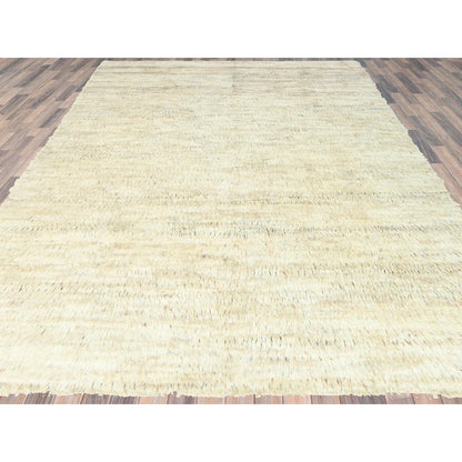 Modern and Contemporary Wool Hand Knotted Rug Beige No Border 10.1X14.1 -O082565