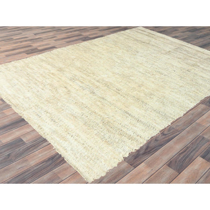Modern and Contemporary Wool Hand Knotted Rug Beige No Border 10.1X14.1 -O082565