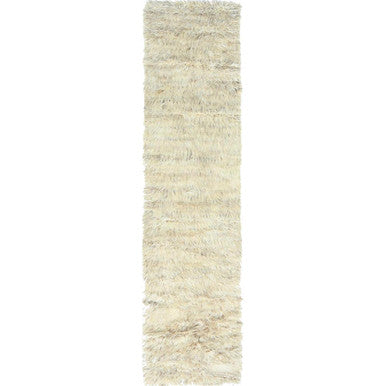 Modern and Contemporary Wool Hand Knotted Rug Beige No Border 2.7X10.1 -O082573