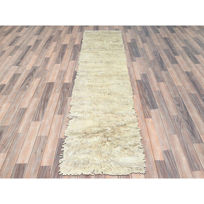 Modern and Contemporary Wool Hand Knotted Rug Beige No Border 2.7X10.1 -O082573