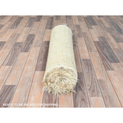 Modern and Contemporary Wool Hand Knotted Rug Beige No Border 2.6X10.0 -O082574
