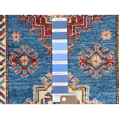 Kazak Wool Hand Knotted Rug Blue Red 2.9X40.6 -O082575