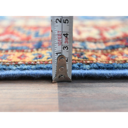 Kazak Wool Hand Knotted Rug Blue Red 2.9X40.6 -O082575