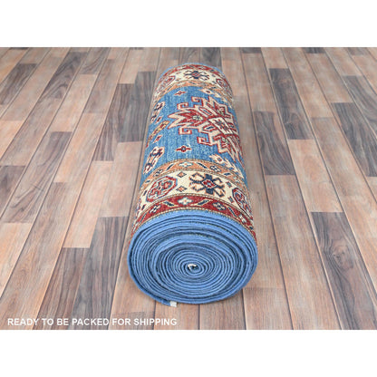 Kazak Wool Hand Knotted Rug Blue Ivory 2.6X33.6 -O082577