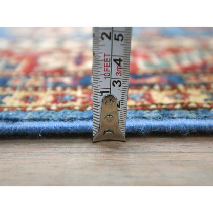 Kazak Wool Hand Knotted Rug Blue Red 2.8X34.0 -O082579