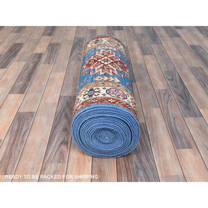 Kazak Wool Hand Knotted Rug Blue Ivory 2.6X33.5 -O082580