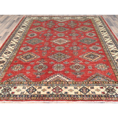 Kazak Wool Hand Knotted Rug Red Ivory 8.2X9.10 -O082586