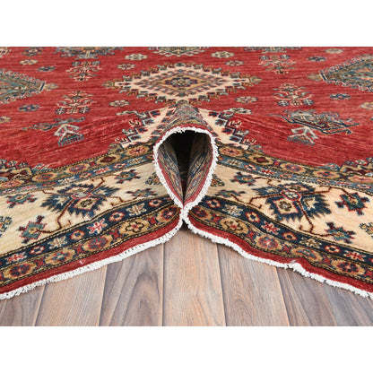 Kazak Wool Hand Knotted Rug Red Ivory 8.2X9.10 -O082586