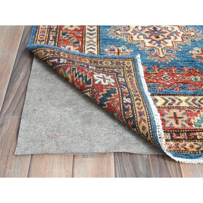 Kazak Wool Hand Knotted Rug Blue Red 2.8X40.8 -O082599