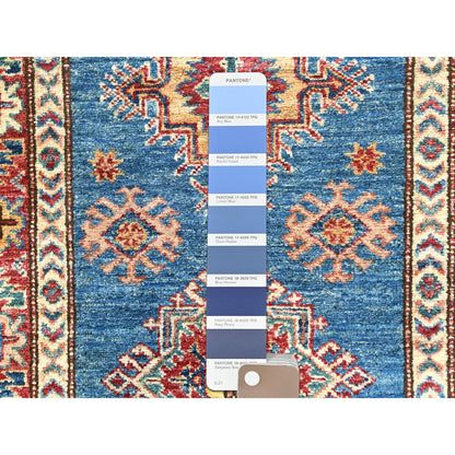 Kazak Wool Hand Knotted Rug Blue Red 2.8X40.8 -O082599