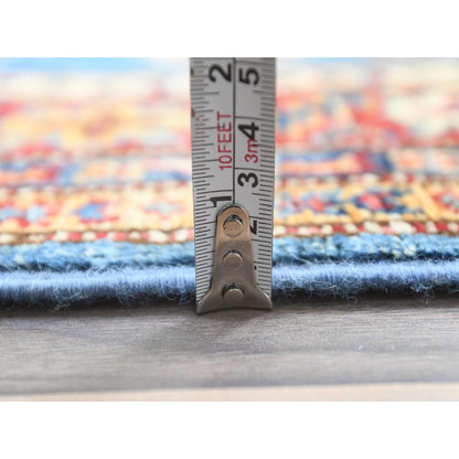 Kazak Wool Hand Knotted Rug Blue Red 2.8X40.8 -O082599