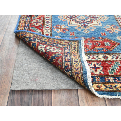 Kazak Wool Hand Knotted Rug Blue Red 2.7X34.0 -O082602