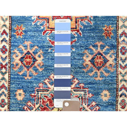 Kazak Wool Hand Knotted Rug Blue Red 2.7X34.0 -O082602