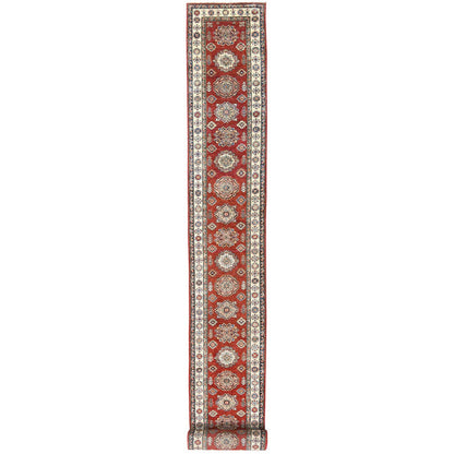 Kazak Wool Hand Knotted Rug Red Ivory 2.8X39.1 -O082607