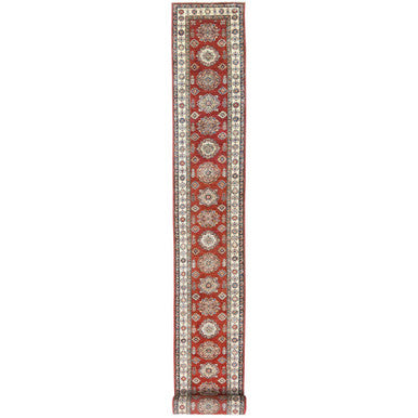 Kazak Wool Hand Knotted Rug Red Ivory 2.8X39.1 -O082607