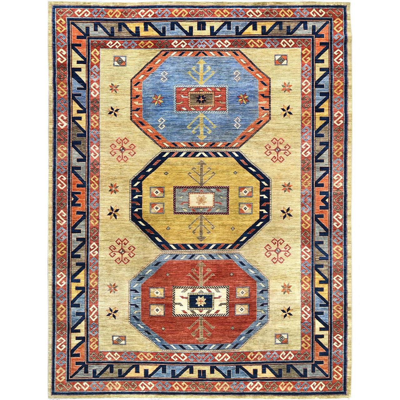 Green 10'2" x 13'6" Tribal & Geometric Hand knotted Wool Rug - Sku: O082613
