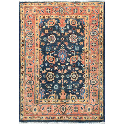 Heriz Wool Hand Knotted Rug Blue Red 1.10X2.8 -O082620