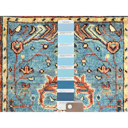 Heriz Wool Hand Knotted Rug Blue Red 1.10X2.9 -O082624