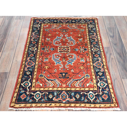 Heriz Wool Hand Knotted Rug Red Navy Blue 2.0X2.9 -O082629