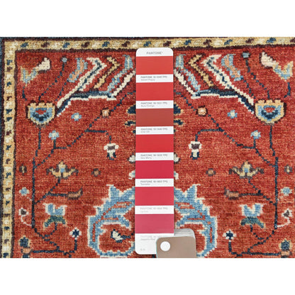 Heriz Wool Hand Knotted Rug Red Navy Blue 2.0X2.10 -O082631