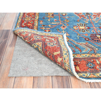 Heriz Wool Hand Knotted Rug Blue Red 4.1X6.0 -O082636