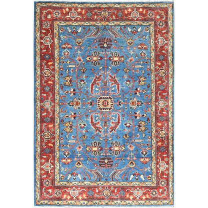 Heriz Wool Hand Knotted Rug Blue Red 3.10X5.10 -O082637