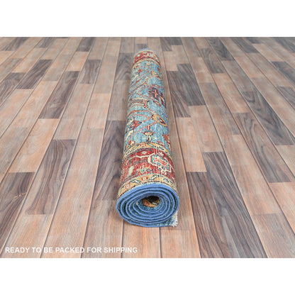 Heriz Wool Hand Knotted Rug Blue Red 3.10X5.10 -O082637