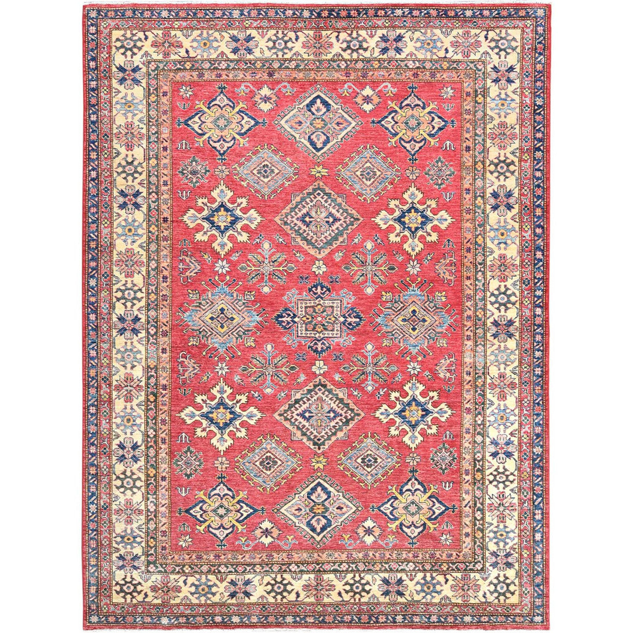 Kazak Wool Hand Knotted Rug Red Ivory 7.10X10.6 -O082640