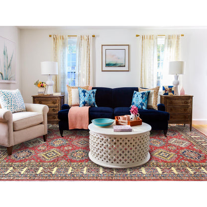 Kazak Wool Hand Knotted Rug Red Ivory 8.10X12.8 -O082641