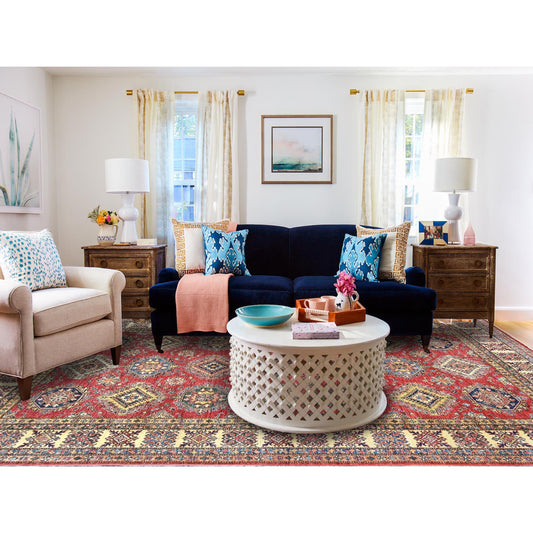 Kazak Wool Hand Knotted Rug Red Ivory 8.10X12.8 -O082641