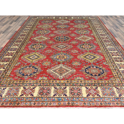 Kazak Wool Hand Knotted Rug Red Ivory 8.10X12.8 -O082641