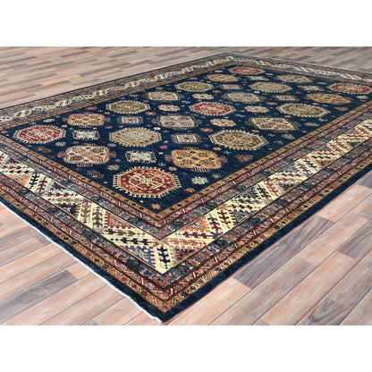 Kazak Wool Hand Knotted Rug Blue Ivory 9.0X11.10 -O082642