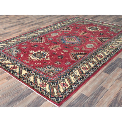 Kazak Wool Hand Knotted Rug Pink Ivory 6.0X9.1 -O082644