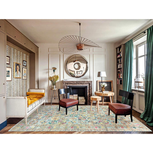 Kazak Wool Hand Knotted Rug Blue Blue 9.9X14.1 -O082656