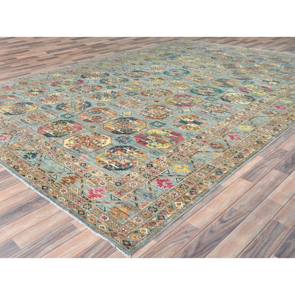 Kazak Wool Hand Knotted Rug Blue Blue 9.9X14.1 -O082656