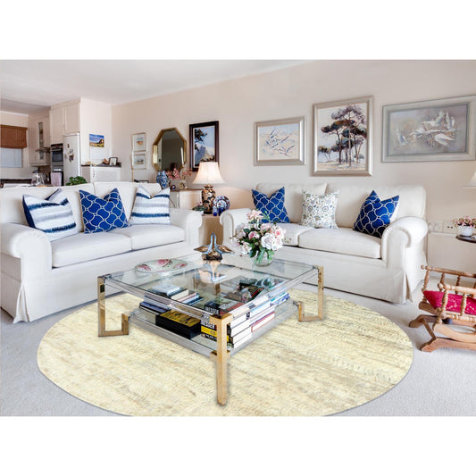 Modern and Contemporary Wool Hand Knotted Rug Beige No Border 12.0X12.1 -O082658