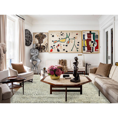 Modern and Contemporary Wool Hand Knotted Rug Grey No Border 7.7X9.10 -O082661