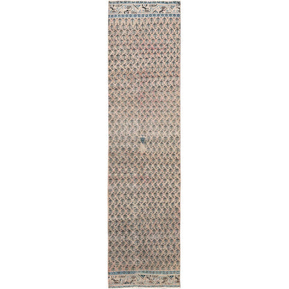 Overdyed & Vintage Wool Hand Knotted Rug Pink 2.4x10.1 -O0826