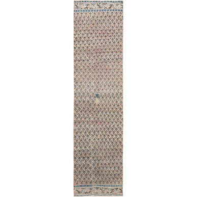 Overdyed & Vintage Wool Hand Knotted Rug Pink 2.4x10.1 -O0826