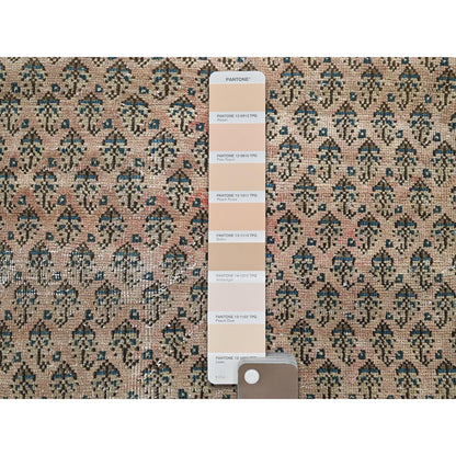 Overdyed & Vintage Wool Hand Knotted Rug Pink 2.4x10.1 -O0826